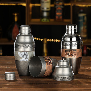 Cocteleras Boston de Acero Inoxidable 304 con Grabado, Mezclador Americano con Patrón de Chevron <span class=keywords><strong>Chaplin</strong></span> para Bar - Product Image 2