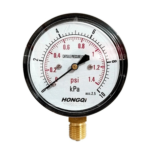 Instrumento de bandeira vermelha YE-60 YE-63 Brass Back Barometer 100mm Kilopascal Manômetro de Pressão para Gás e Gás Natural Montagem Inferior - Product Image 6