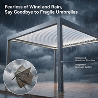 HENLIXO Motorisierte Aluminium-Pergola mit Verstellbaren Lamellen Wasserdichte Bioklimatische Outdoor-Balkon-Überdachung LED-Beleuchtung Terrasse
