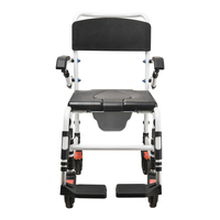 Chaise de toilette compacte en aluminium avec roulettes, réglable en hauteur, pour usage domestique et hospitalier