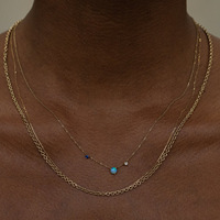 Kalung Opal Kompak HL Blue Tears dengan Retensi Warna Tinggi, Lapisan Emas Ganda, Kalung Baja Tahan Karat