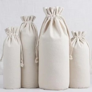Custom Printed Logo Eco Friendly Gift Packaging Dust Cotton Pouch Cotton <b>Canvas</b> Drawstring Bag with <b>Round</b> Bottom - Product Image 5