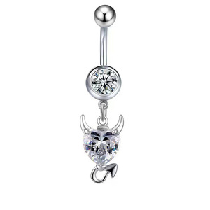 Anillos de Ombligo de Acero Inoxidable Plateado con Circonita en Forma de Corazón de <span class=keywords><strong>Gaby</strong></span>, Joyería Corporal de Alta Calidad para Bodas - Product Image 5