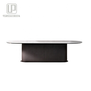 Ensemble de meubles de salle à manger européens, table à manger moderne avec chaises en cuir, 8 places, plateau en marbre - Product Image 6