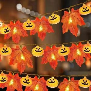 Guirlandes lumineuses décoratives pour la maison et le jardin, motif feuille d'érable, pour Halloween, Thanksgiving et Noël, guirlandes lumineuses d'Halloween - Product Image 2