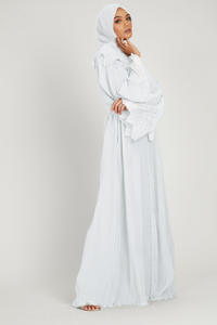 Conjunto de dos piezas de satén de Color sólido suelto para mujer Turkiye Abaya, ropa musulmana de Oriente Medio, nueva moda de 2024, - Product Image 5