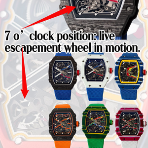 Ultra Thin 6702 Series Carbon Fiber Ceramic Case Precision Chronograph Movement Luxury Men's Barrel Shaped <b>Mechanical</b> <b>Watch</b> - Product Image 3