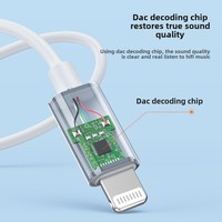 Cable auxiliar estéreo de 8 pines con certificación MFI de 3.5 mm al por mayor, precio directo de fábrica para uso doméstico y en computadoras