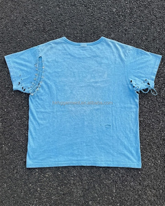 Camiseta Oversize de Algodón Ligero con Efecto Vintage y Aspecto Desgastado para Hombre - Product Image 3
