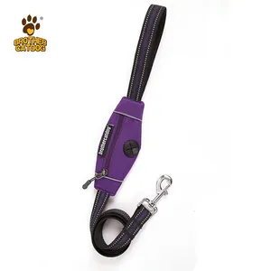 Kunden spezifisches Design Haustier zubehör Personal isiertes Hunde halsband und Leine mit Kot tasche Großhandel mit weich gepolstertem Griff Hunde leine