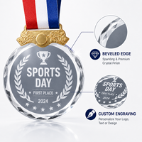 Trophée de sport en cristal rond personnalisé, vierge, pour récompenses, football, marathon, diplôme, 5cm, 6cm, 7cm, vente en gros