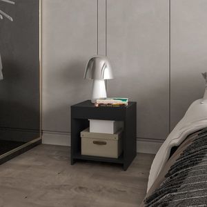 Elaine Table de chevet moderne DB pour chambre à coucher, salon ou hôpital Meuble à panneaux en bois de pin noir pour usage domestique - Product Image 1