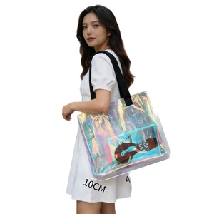 Sac fourre-tout en PVC irisé sur mesure 40x30x10cm, sac de shopping transparent laser pour articles de concert et publicité - Product Image 1