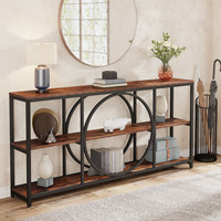 Table console extra longue Tribesigns de 70,9 pouces pour l'entrée, table de canapé derrière le canapé avec 3 étagères de rangement en bois