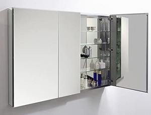 Meuble-lavabo de salle de bain moderne <span class=keywords><strong>Armoire</strong></span> à <span class=keywords><strong>pharmacie</strong></span> à 3 panneaux avec miroir 50 "Large <span class=keywords><strong>armoire</strong></span> à <span class=keywords><strong>pharmacie</strong></span> triple horizontale à montage en surface - Product Image 5