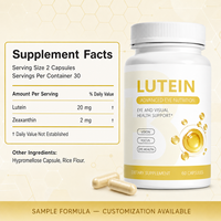 Complément alimentaire en capsules de lutéine et de zéaxanthine, formule OEM Daily Eye Nutrition, 60 unités, bien-être quotidien, utilisation facile.