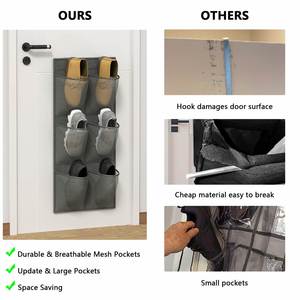 12 Large Mesh Pockets Closet Door Hanging Shoe Rack Organizer Shoe Holder or Camper RV Shoe <b>Storage</b> - Product Image 2