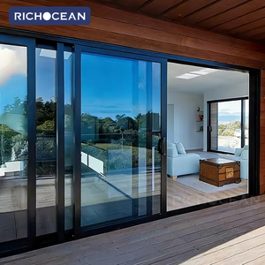 Portes coulissantes en verre à isolation thermique RICHOCEAN <span class=keywords><strong>pour</strong></span> l'extérieur, <span class=keywords><strong>porte</strong></span> <span class=keywords><strong>coulissante</strong></span> en aluminium résistante aux ouragans <span class=keywords><strong>pour</strong></span> la maison - Product Image 5