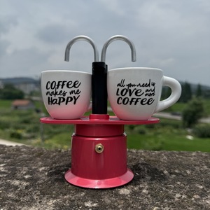 Cafetera Italiana para el Hogar, Cafetera Espresso para Exteriores, Cafetera <span class=keywords><strong>Moka</strong></span> de Doble Tubo, <span class=keywords><strong>Mini</strong></span> Cafetera de Aluminio de Grado Alimenticio para 2 Tazas - Product Image 4