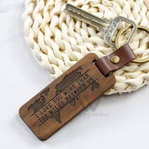 Рекламный брелок Koa с выгравированным именем, деревянные брелки для ключей, кольцо для автомобильного держателя ключей
