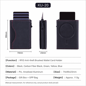 Minimalist Magnetic Trifold <b>Wallet</b> RFID Blocking Pop Up Slim 74x99x23mm <b>Card</b> <b>Holder</b> with Anodized Aluminum Core <b>for</b> Travel EDC - Product Image 6