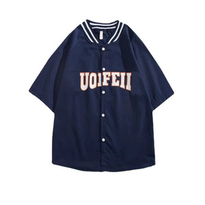 Customized Short Sleeve Baseball Jersey Breathable Wholesale Cotton Shirt Loose Fit with <b>Vintage</b> Style Screen Printed Design - Product Image 3