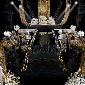 Decoración de pasarela de escenario de boda de lujo, corredor de <span class=keywords><strong>espejo</strong></span> de Pvc negro, Alfombra de pasillo <span class=keywords><strong>con</strong></span> <span class=keywords><strong>espejo</strong></span> negro brillante para decoración de fiesta - Product Image 4
