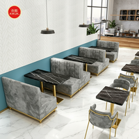 Meubles de restaurant de luxe modernes, canapé en velours, table à manger en marbre et ensembles de chaises pour café, salon de thé