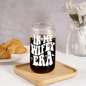 Vaso de Café Transparente Personalizado para Compromiso - Recuerdo de Boda para Novia y Pareja, Diseño Moderno, Resistente a Roturas - Product Image 3