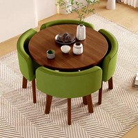 Nouvelle table basse et ensemble de chaises en bois massif et marbre circulaires pour le salon