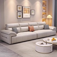 Blaues Modernes Einfaches Dreisitzer-Modulares Kleines Apartment-Sofa aus Echtleder mit Edelstahl und Schwammfüllung