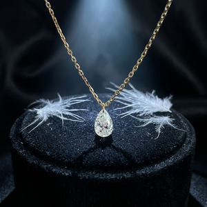 Collar de Diamantes Cultivados en Laboratorio con Corte Pera en Oro Sólido de 18K para Mujer, Certificado por GIA, Color D, Estilo Clásico, Uso Diario - Product Image 4