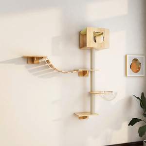 Árbol rascador reclinable para gatos, estilo cápsula espacial, montado en la pared, poste rascador de madera maciza, plataforma de escalada para gatos, cama para gatos - Product Image 4