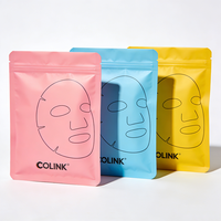 Sachet d'emballage pour masque facial en aluminium dégradé de couleur, avec logo personnalisé, étanche, à trois soudures latérales, pochette cosmétique pour soins de la peau