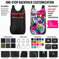 Mochila Plegable de Nailon Ripstop con Logotipo Personalizado OEM ODM, con Puerto para Auriculares y Bolsa con Cordón para Viajes y Montañismo