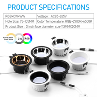 Downlight LED contrôlé par l'application Smart Life, lampe encastrée Tuya BT RGBCW pour l'éclairage de toute la maison
