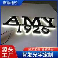 Mini 3D LED Neon Light Sign ACryl Acier Inoxydable PVC Résine Lettres Bleu Noir Blanc Illuminé pour Mariages Hôpitaux Plug