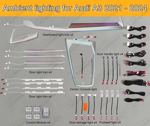 Éclairage Ambiant LED 64 Couleurs Amélioré pour <span class=keywords><strong>Audi</strong></span> A3 8Y 2021 à 2024 Accessoires d'Intérieur Lumières de Tableau de Bord et de Portes - Product Image 4
