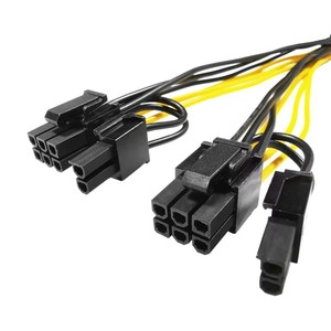 Cavo di alimentazione Dual PCIE da 8 pin, adattatore GPU da 6 pin a 2x(6+<span class=keywords><strong>2</strong></span>) pin da 22 cm con nucleo in rame puro per schede grafiche - Product Image 4
