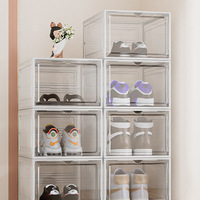 Vente en gros Boîte de rangement pour chaussures en plastique transparent étanche à l'humidité et à la poussière Armoire à chaussures empilable Étagère à chaussures Fabricant