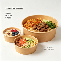Fabriekslevering Multi Size Kraft Papier Saladekom Wegwerp Waterdichte Voedselkom met Deksel voor Groothandel