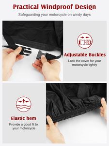 Housse universelle étanche pour moto Stockage extérieur Tous temps Pluie Neige Soleil Hiver avec trous de verrouillage Nuit Réfléchissant Noir - Product Image 4