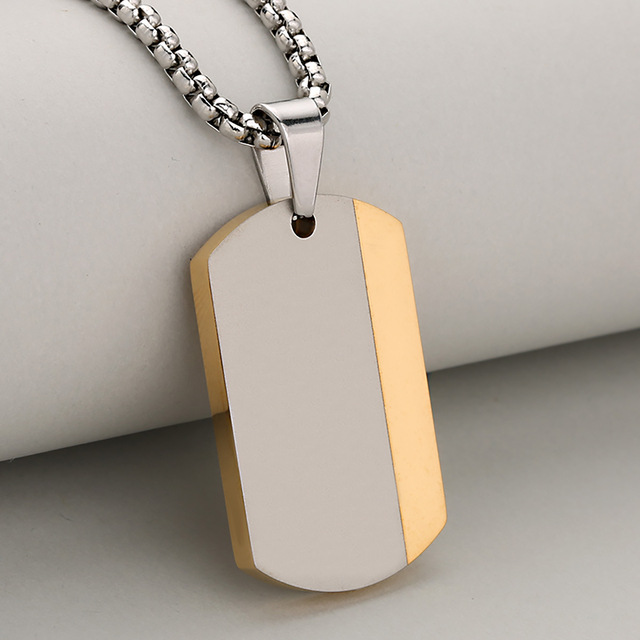 Wholesale Stainless Steel Blank Jewelry Wholesale Laser Engraved Bar Necklace Engraving Fashion Double Color Jewelry Necklace