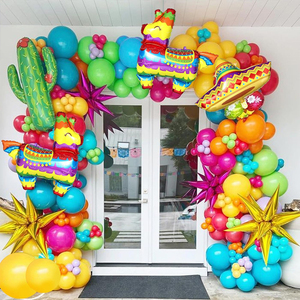 Kit de guirlande d'arche de ballons arc-en-ciel, cactus, lama, <span class=keywords><strong>sombrero</strong></span>, ballons en feuille d'explosion d'étoiles pour fête mexicaine hawaïenne de tacos - Product Image 4