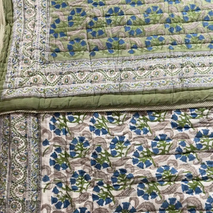 Último diseño de algodón 100% algodón bloque de impresión acolchado de lujo de gran tamaño manta suave cama colcha algodón confección - Product Image 1