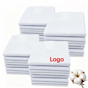 Mouchoirs blancs personnalisés pour hommes, logo, 100% coton, mouchoirs doux en coton pour hommes, 16x16, mouchoirs pour hommes en gros - Product Image 1