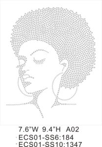 Design personnalisé en strass pour filles afro, transfert thermique pour t-shirts - Product Image 3