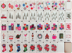 Ensemble <span class=keywords><strong>de</strong></span> Mahjong Américain Premium pour les Fêtes, 160 Tuiles, Camion Rouge, Chaussette du Cardinal, NOUVEAUTÉ, Timbre Poste Aérienne, Dos Doré Gravé - Product Image 2
