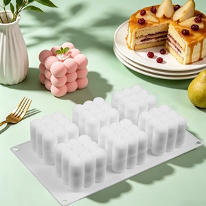 Moule en silicone 3D à 6 cavités en forme de cube à <span class=keywords><strong>bulles</strong></span>, plaque de cuisson antiadhésive de qualité alimentaire pour gâteaux mousse, chocolat et desserts faits <span class=keywords><strong>maison</strong></span> - Product Image 4