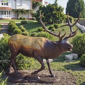 Youfine nhà máy giá đúc cuộc sống kích thước lớn kim loại đồng vườn nai sừng tấm Tượng điêu khắc cho săn bắn mặt đất - Product Image 4